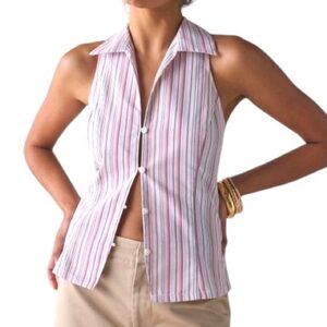 NEW Urban Outfitters Party Girl Sleeveless Cotton Blend Button Down Top